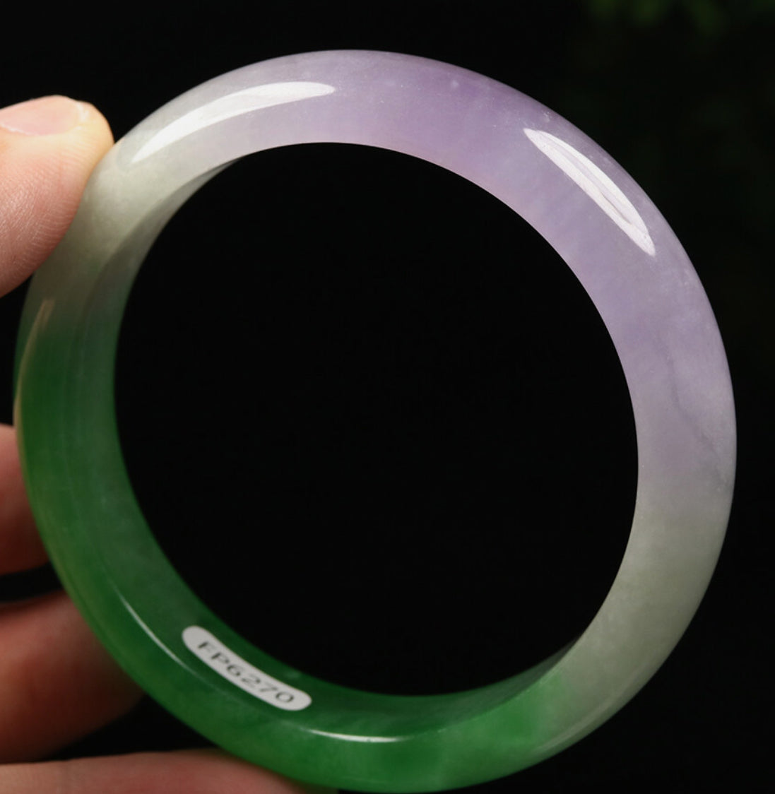 VINTAGE Medium Jadeite Green/Lavender Jade Bangle Size 59MM S270 - JazzyJewelbyAmina 