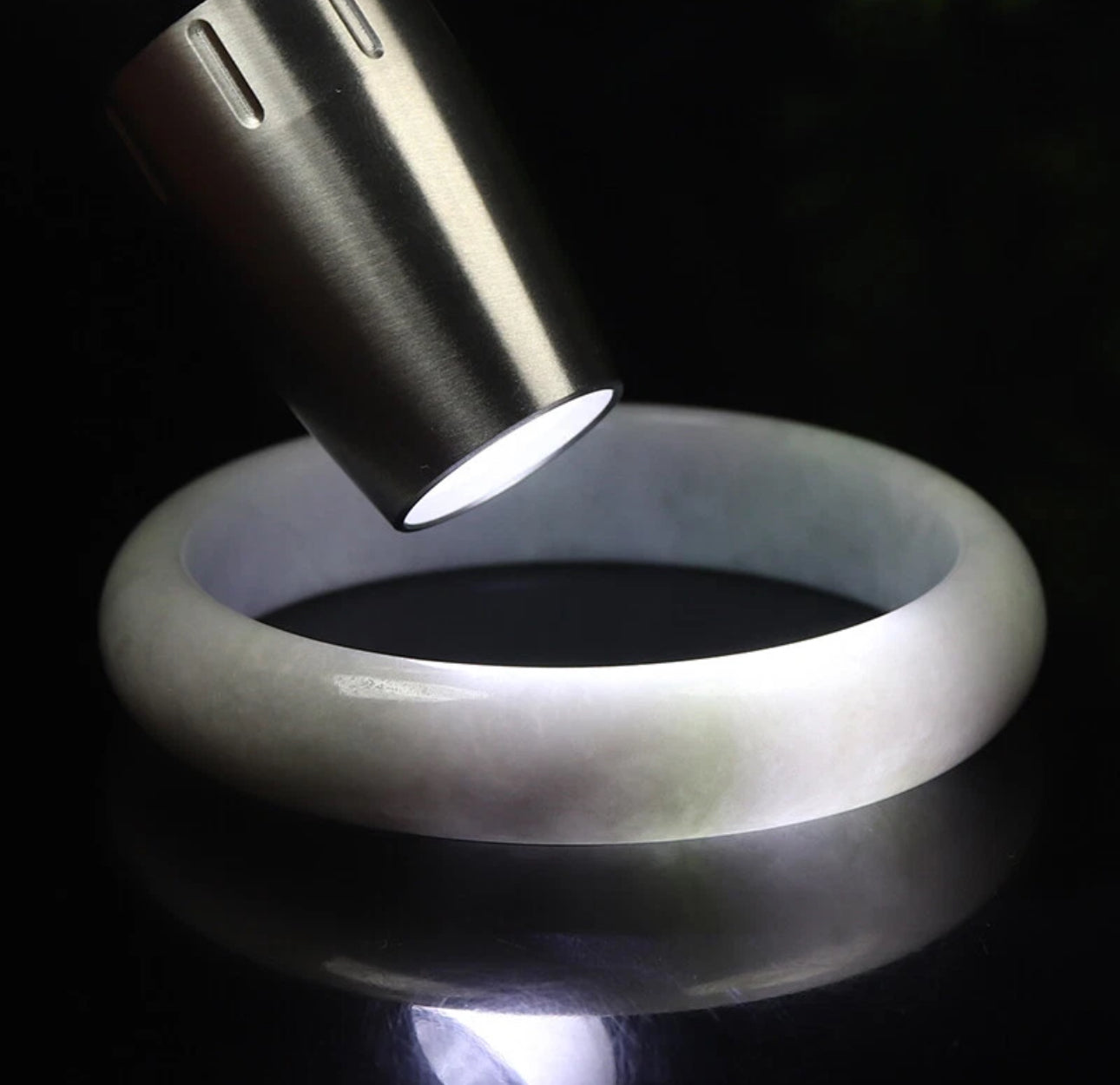 VINTAGE Certified Large Jadeite Lavender Green Jade Bangle Size 60 mm N841 - JazzyJewelbyAmina 