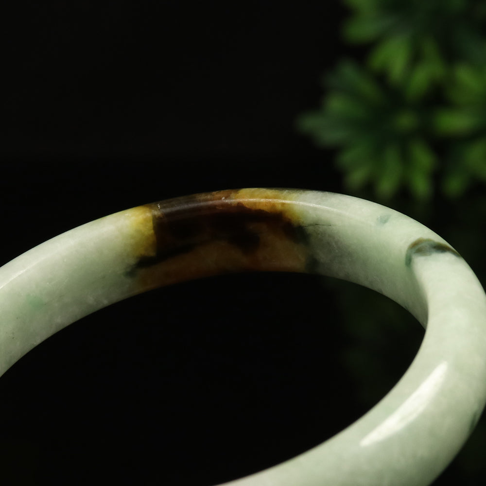 VINTAGE Large Jadeite Green/Brown/Lavender Jade Bangle Size 63mm J845 - JazzyJewelbyAmina 