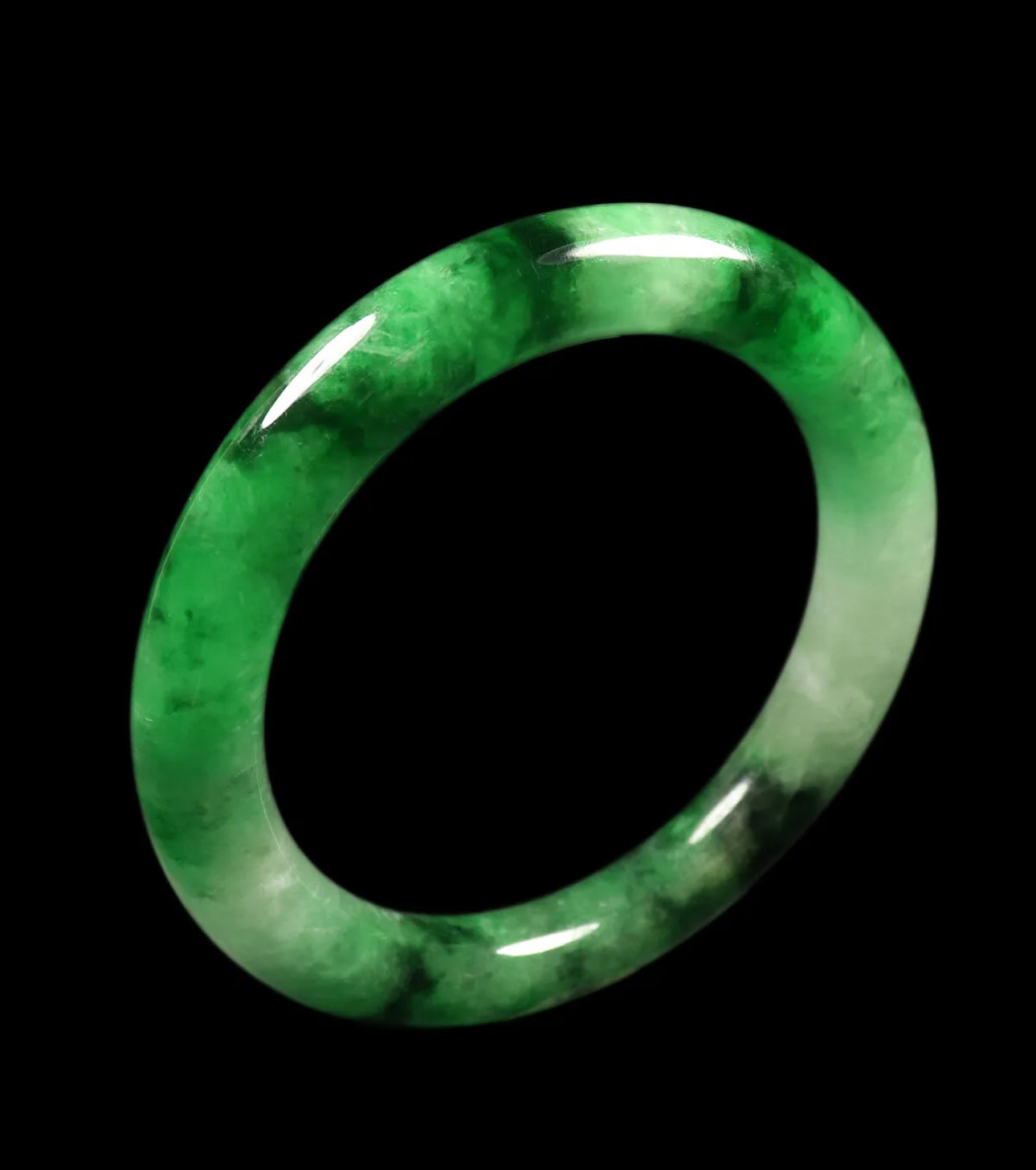 VINTAGE Large Jadeite Green Jade Bangle Size 61mm Round Chunky Cut! A319 - JazzyJewelbyAmina 