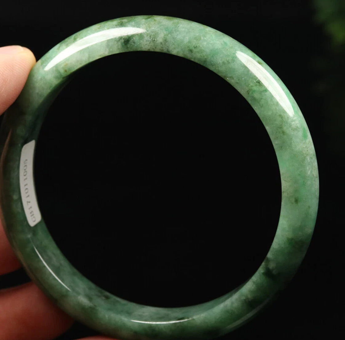 VINTAGE Large Certified Jadeite Green Jade Bangle Size 62 MM S063