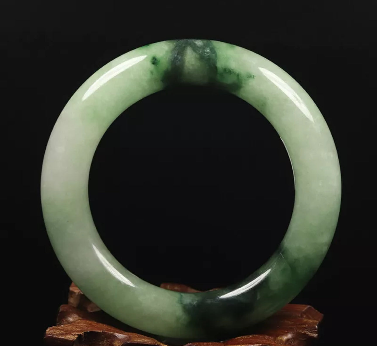 VINTAGE Small Jadeite Green Jade Bangle Round Princess Cut Size 55mm O613 - JazzyJewelbyAmina 