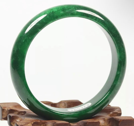 VINTAGE Small Jadeite Dark Green Jade Bangle Size 56mm L799 - JazzyJewelbyAmina 