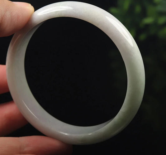 VINTAGE Certified Large Jadeite Lavender Green Jade Bangle Size 60 mm N841 - JazzyJewelbyAmina 