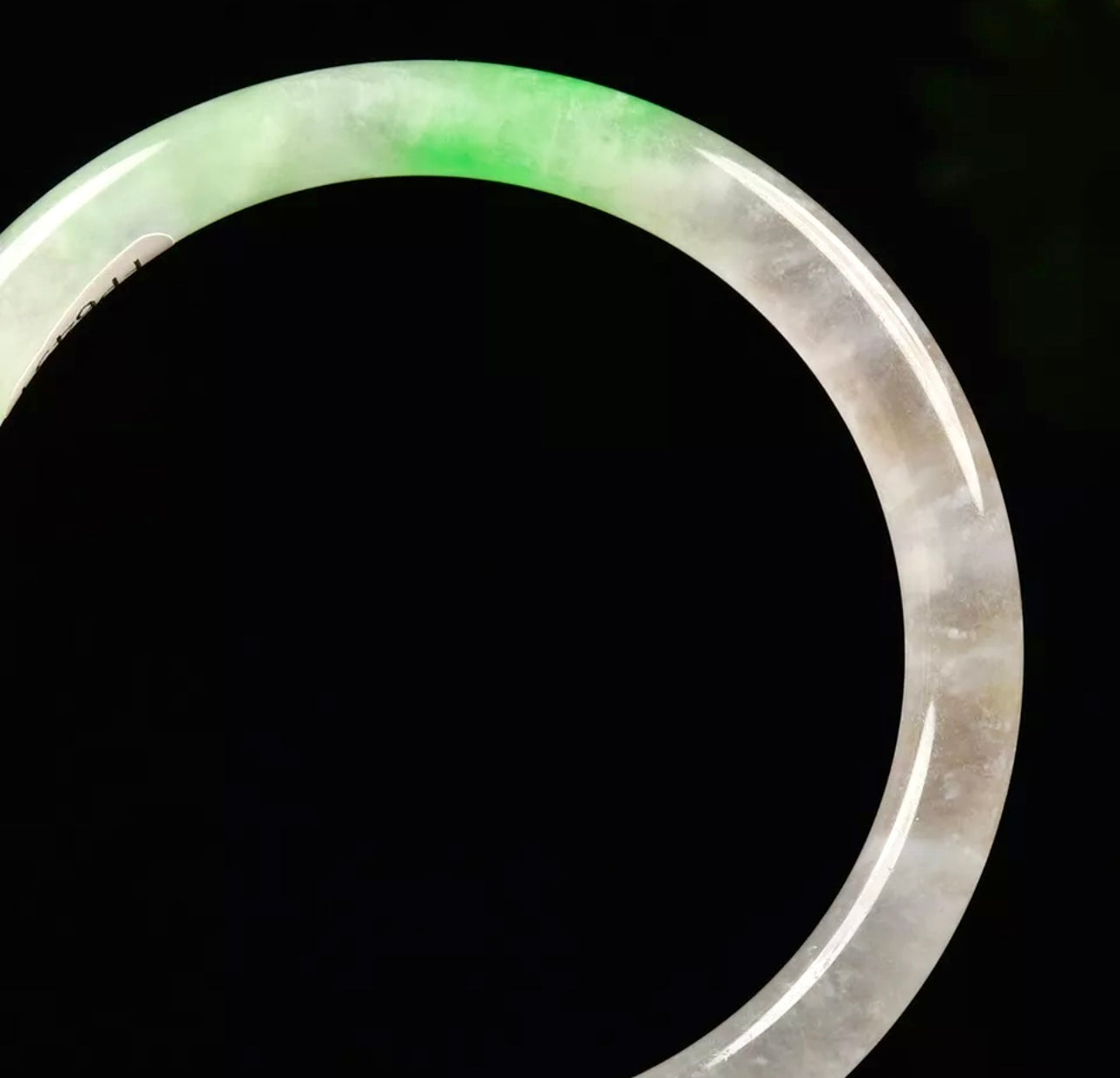VINTAGE Medium Jadeite Green Icy Jade Bangle Size 57mm Round Princess Thin Cut S451 - JazzyJewelbyAmina 