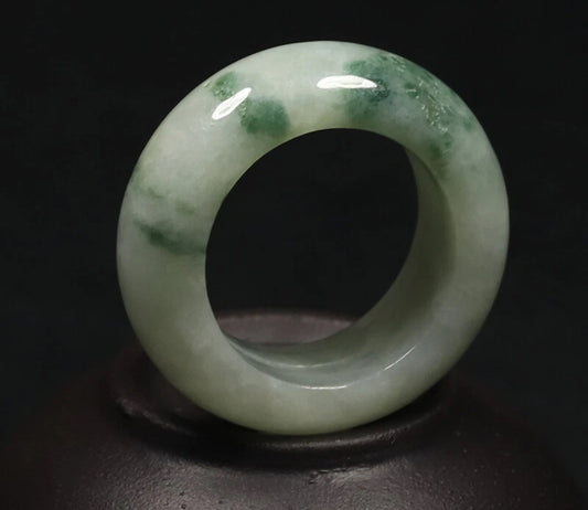 VINTAGE Owned Jadeite Green Jade Bangle Size 7.75 US Flower Jade G33 - JazzyJewelbyAmina 