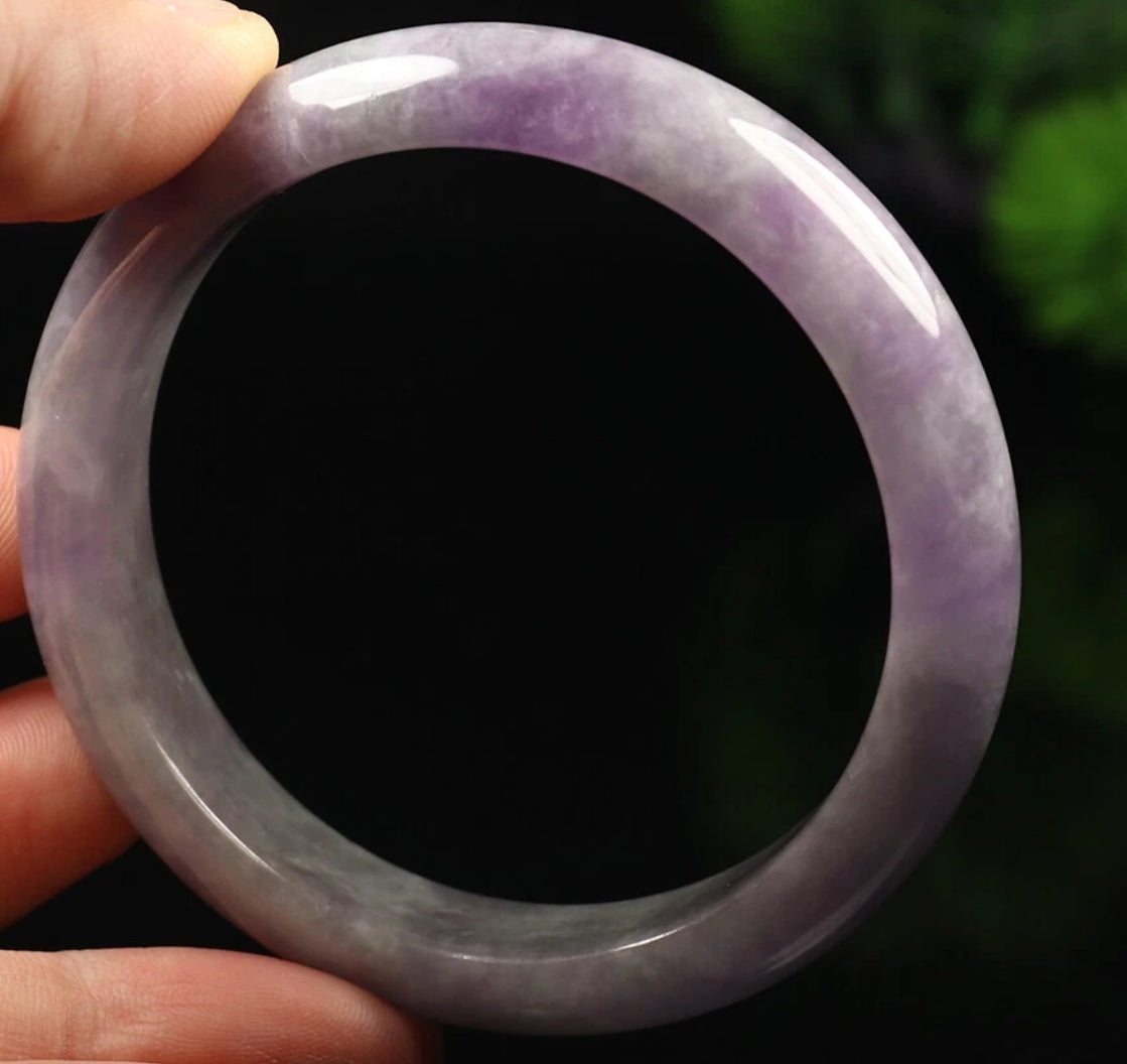 VINTAGE Medium Jadeite Lavender Jade Bangle from Myanmar Size 57mm U707