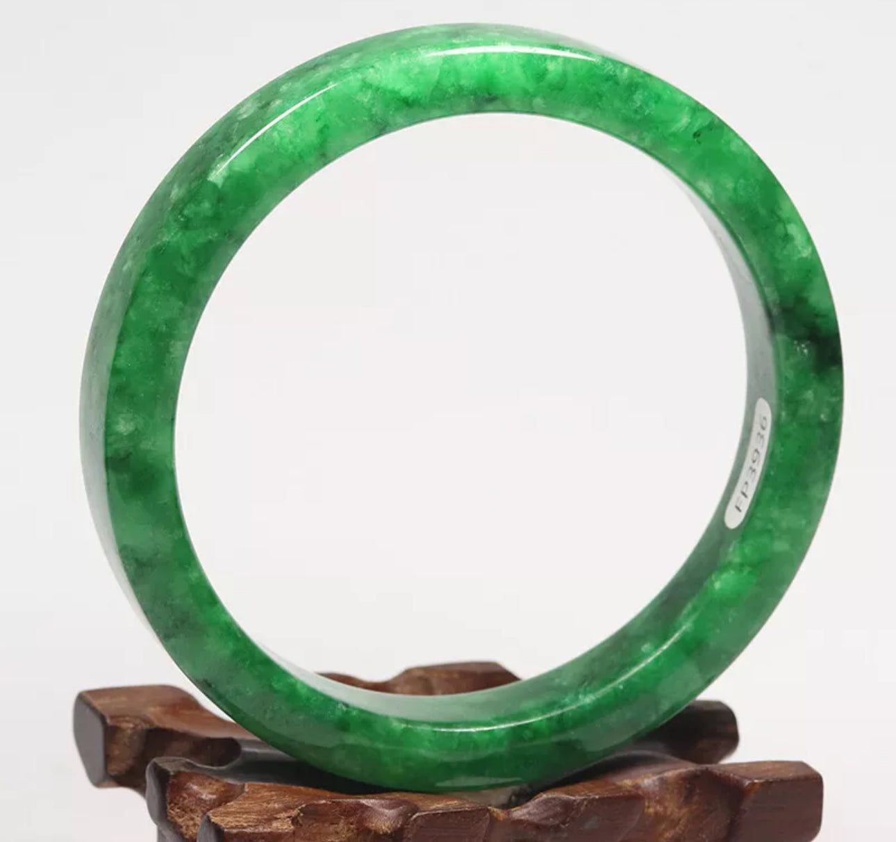 VINTAGE XXL Jadeite Green Jade Bangle Size 67mm   Chunky Square Cut A925 - JazzyJewelbyAmina 