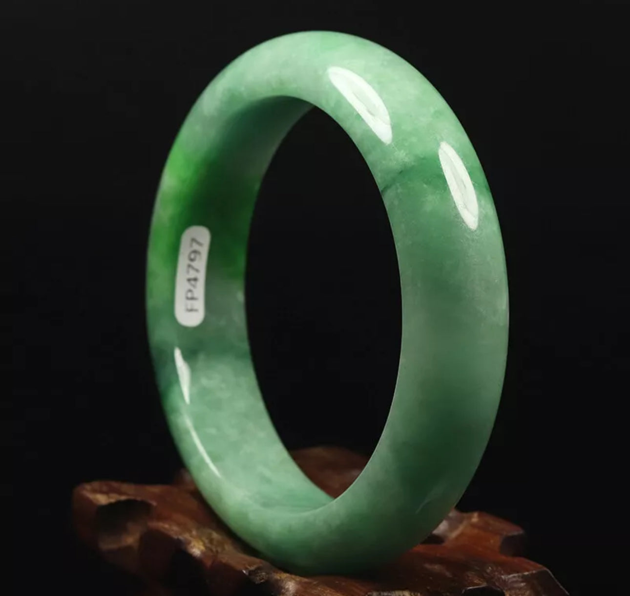 VINTAGE Medium Jadeite Green Jade Bangle Size 59mm U647 Pop Imperial Green! - JazzyJewelbyAmina 