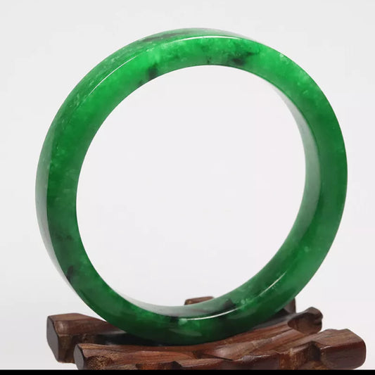 VINTAGE XXL Jadeite Emerald Green Jade A bangle Square Cut Size 67mm N907 - JazzyJewelbyAmina 