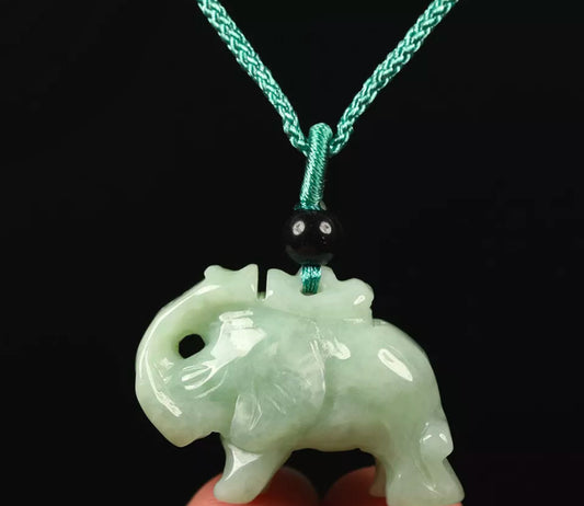 VINTAGE Certified Jadeite Green Jade Pendant/Amulet. Trunk Up Brings Prosperity! F331 - JazzyJewelbyAmina 