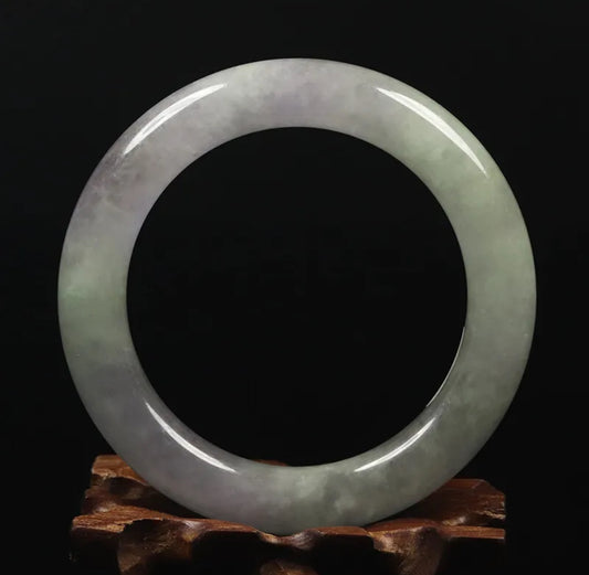 VINTAGE Small Jade Green Jade Bangle Size 56mm Round Princess Cut Chunky A661 - JazzyJewelbyAmina 