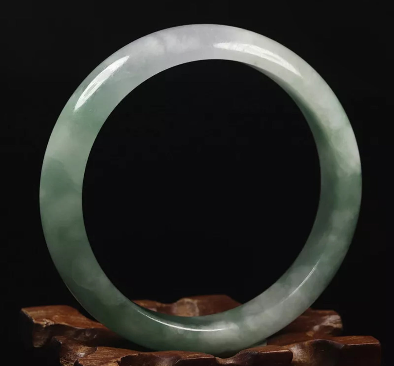 VINTAGE Medium Jadeite Green Jade Bangle Size 59mm M59 Hint of Lavender Jade! - JazzyJewelbyAmina 