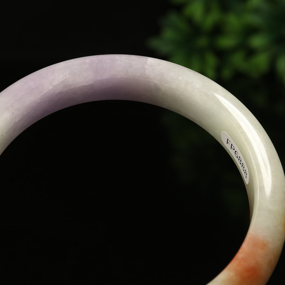 VINTAGE Large Jadeite Green/Brown/Lavender Jade Bangle-Unique Multi-Color Jade F829 - JazzyJewelbyAmina 