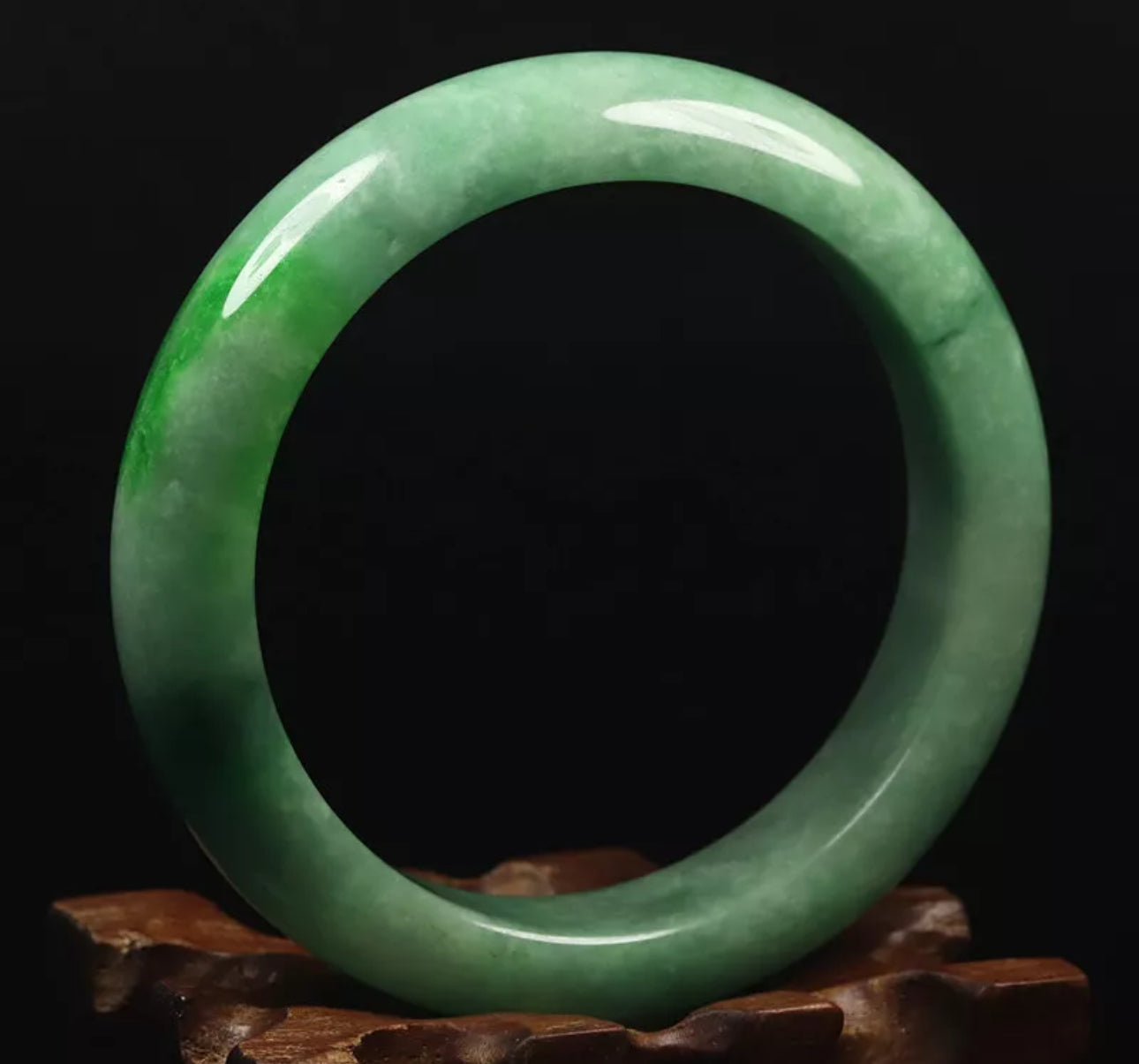 VINTAGE Medium Jadeite Green Jade Bangle Size 59mm U647 Pop Imperial Green! - JazzyJewelbyAmina 