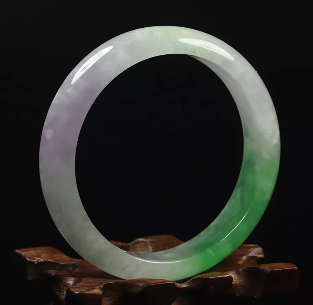 VINTAGE Medium Jadeite Green White Lavender Jade Bangle Size 59mm N749 One of a Kind Jade! - JazzyJewelbyAmina 