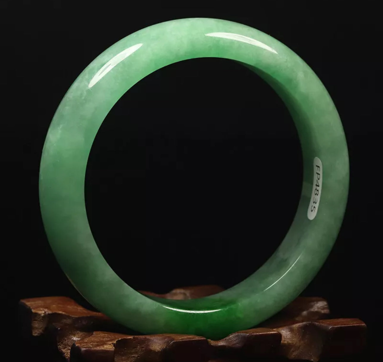 VINTAGE Medium Jadeite Green Jade Bangle Size 58mm Pop Green Jade! N723 - JazzyJewelbyAmina 