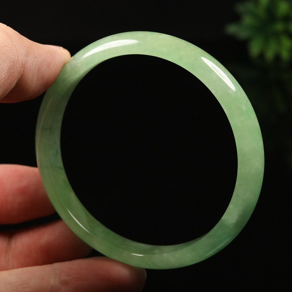 VINTAGE Medium Jadeite Green Jade Bangle Size 59mm A911 - JazzyJewelbyAmina 