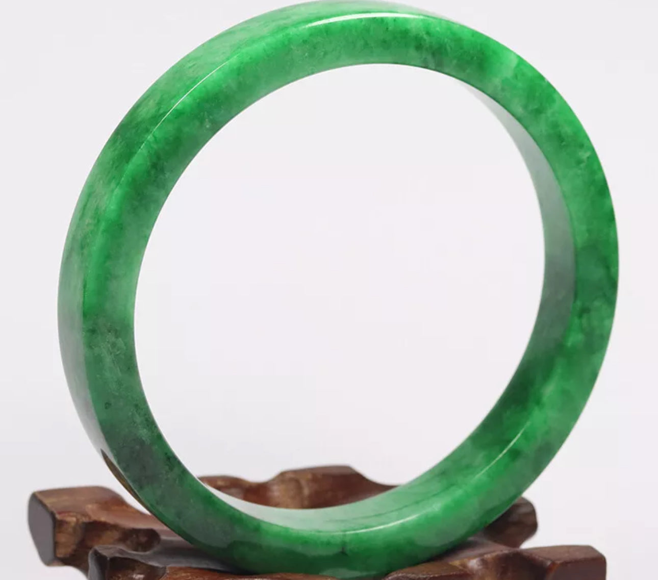 VINTAGE XXL Jadeite Green Jade Bangle Size 67mm L948 - JazzyJewelbyAmina 