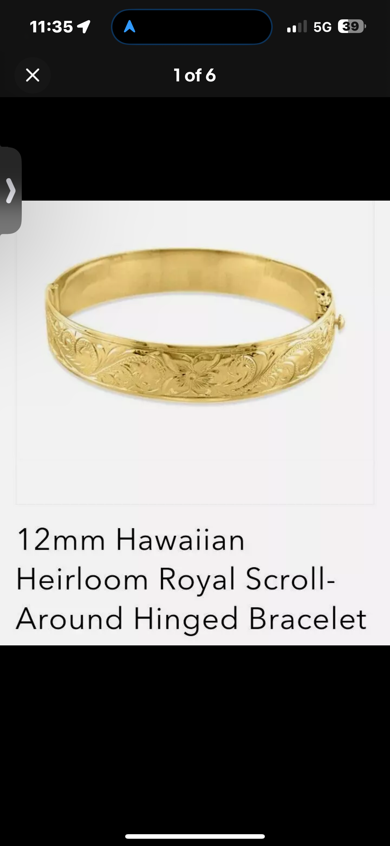 VINTAGE Na Hoku 12mm Hawaiian Heirloom Royal Scroll-Around Hinged Bangle Bracelet