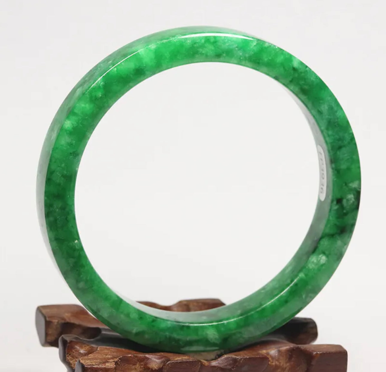 VINTAGE XXL Jadeite Green Jade Bangle Size 67mm   Chunky Square Cut A925 - JazzyJewelbyAmina 