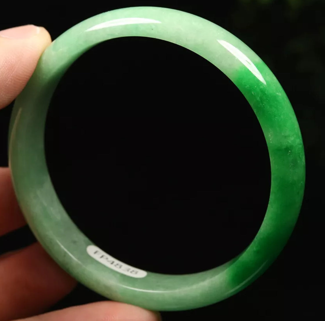 VINTAGE Small Jadeite Green Jade Bangle Size 56mm S729 - JazzyJewelbyAmina 