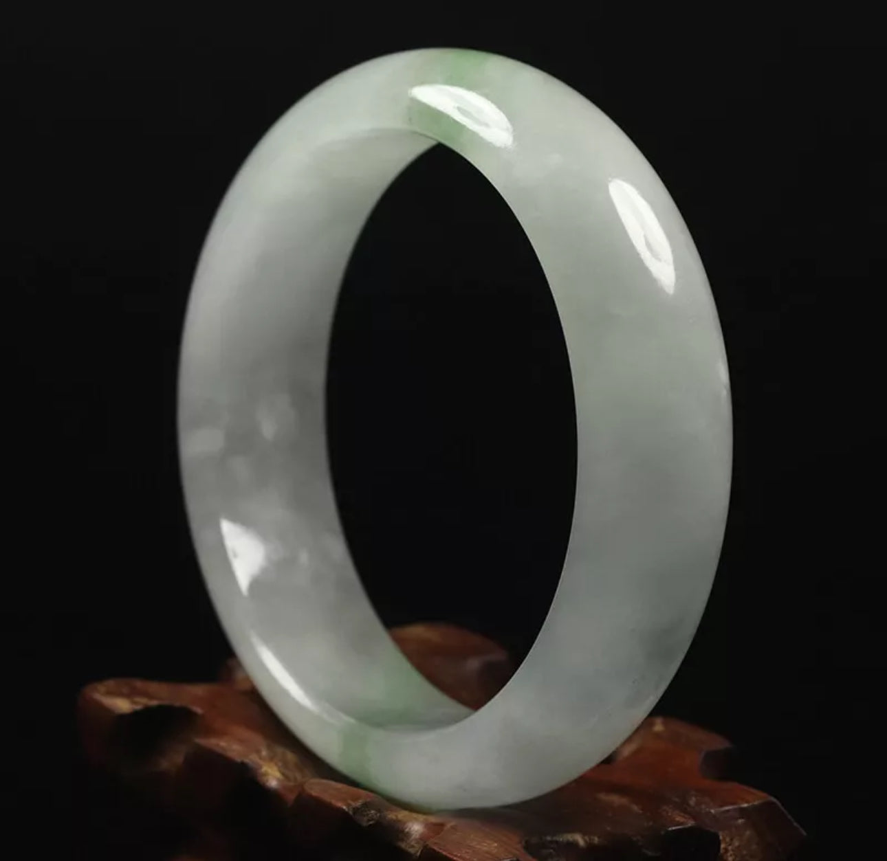 VINTAGE Large Jadeite Green/White Jade Bangle Size 60mm O1015 - JazzyJewelbyAmina 