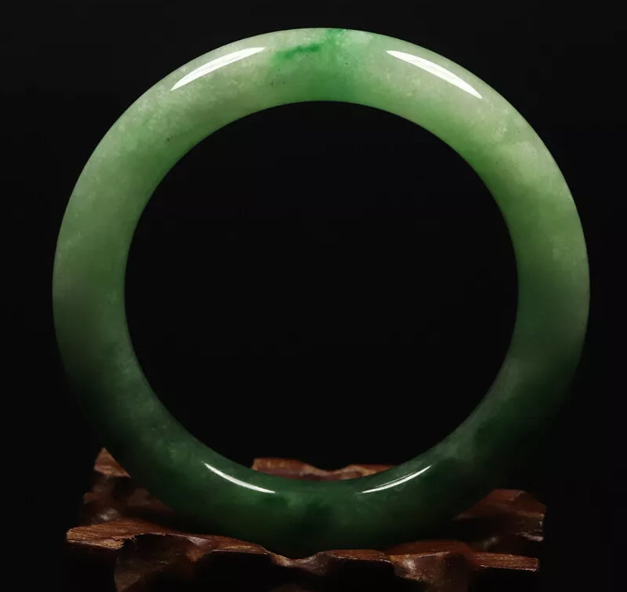 VINTAGE Medium Jadeite Green Jade Bangle Size 59mm D357 - JazzyJewelbyAmina 