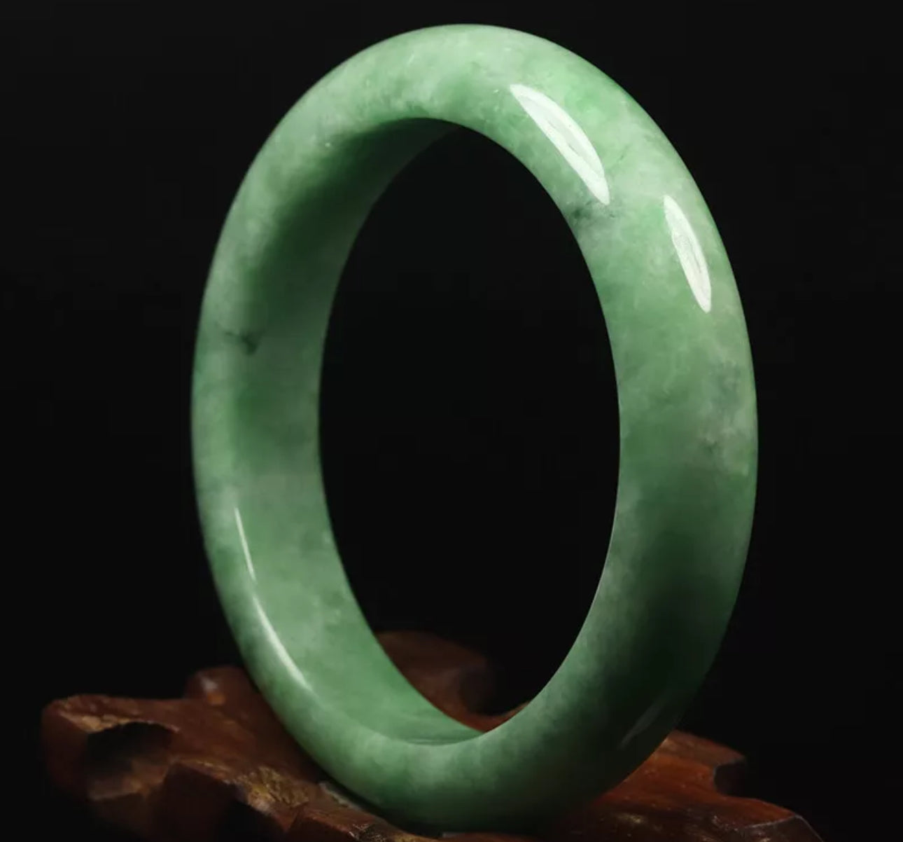 VINTAGE Medium Jadeite Green Jade Bangle Size 58mm U787 - JazzyJewelbyAmina 