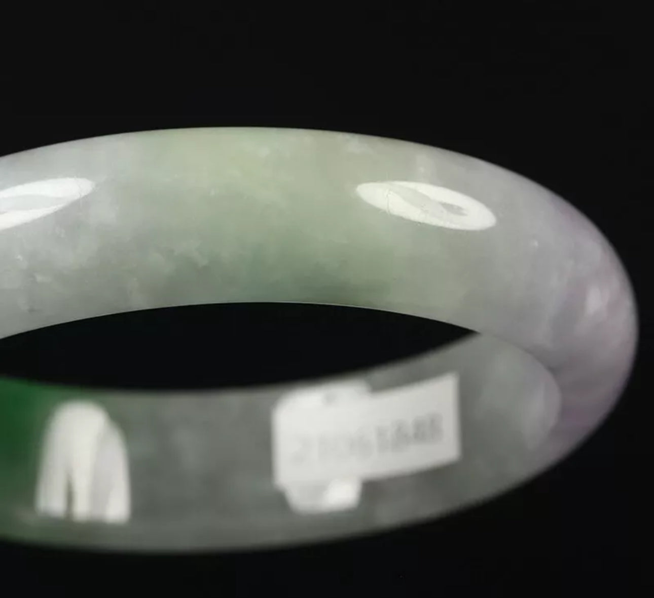VINTAGE Medium Jadeite Green White Lavender Jade Bangle Size 59mm N749 One of a Kind Jade! - JazzyJewelbyAmina 
