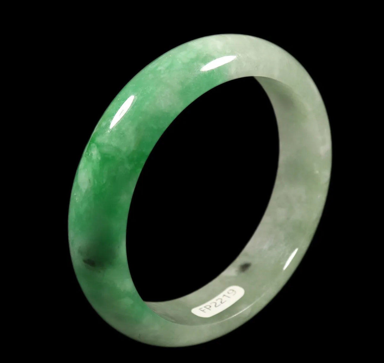 VINTAGE Medium Jadeite Green/White Jade Bangle Size 57mm N491 - JazzyJewelbyAmina 