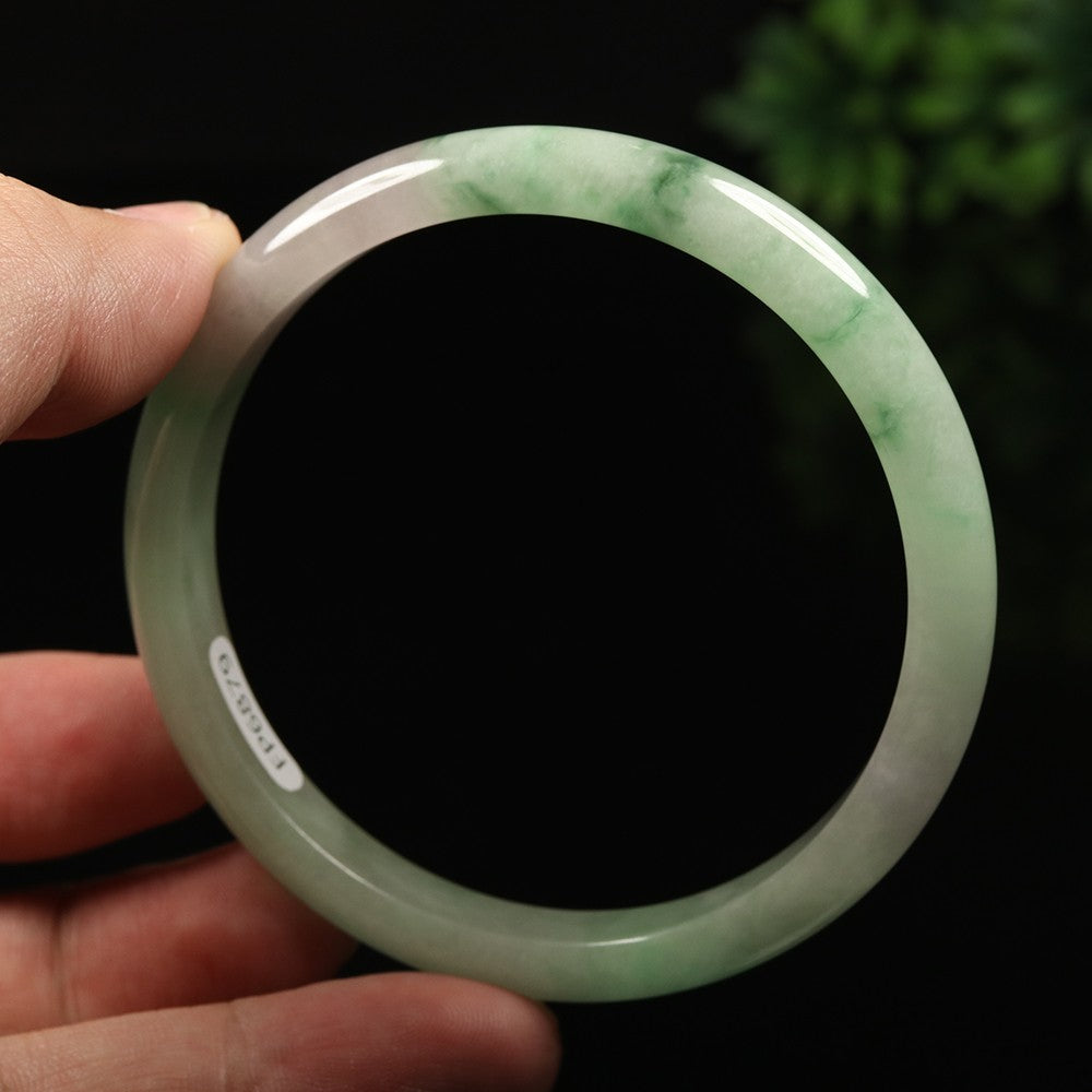 VINTAGE Lathe Jadeite Green Jade Bangle Size 59mm. Hint of Lavender! A811 - JazzyJewelbyAmina 