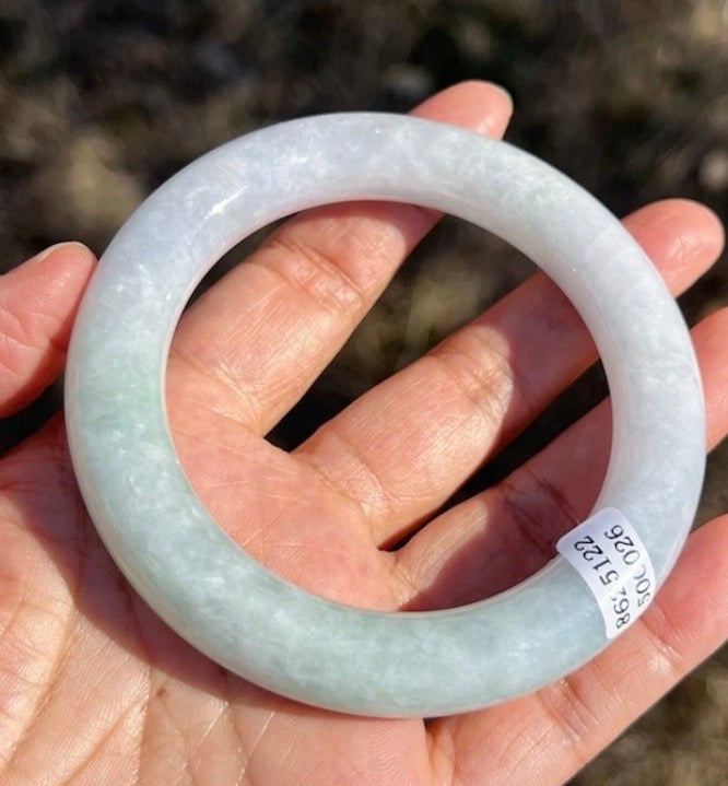 VINTAGE Medium Jadeite Lavender Green Jade Bangle Size 58.2 Round Princess Cut A821 - JazzyJewelbyAmina 