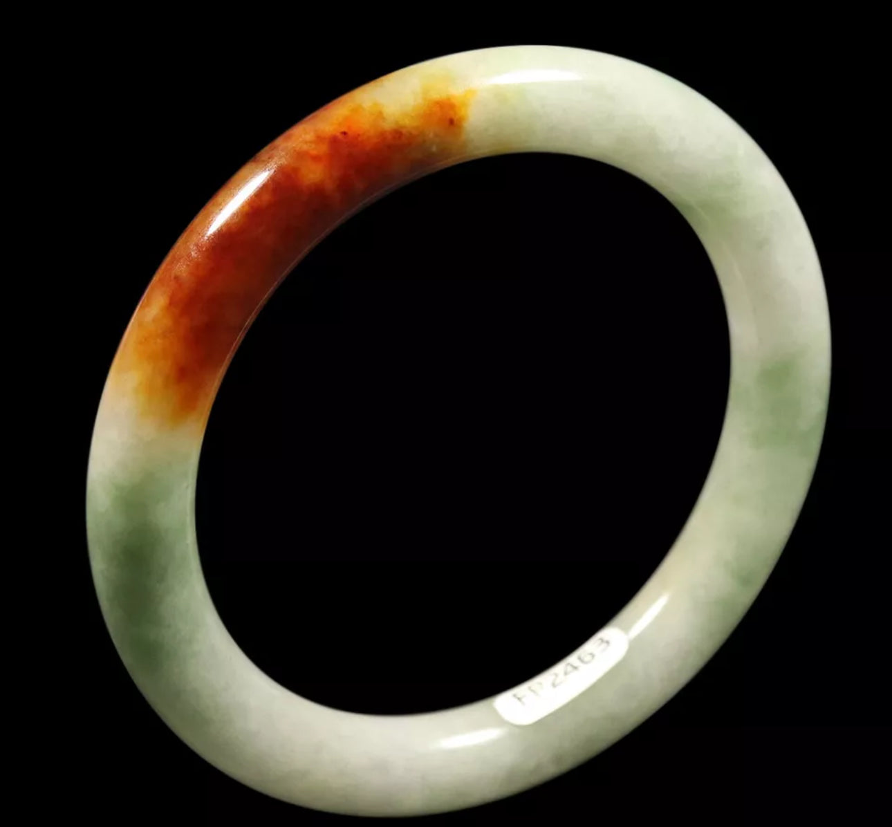 VINTAGE Medium Jadeite Green/Brown Jade Bangle Size 58mm Round Princess Cut D979 - JazzyJewelbyAmina 