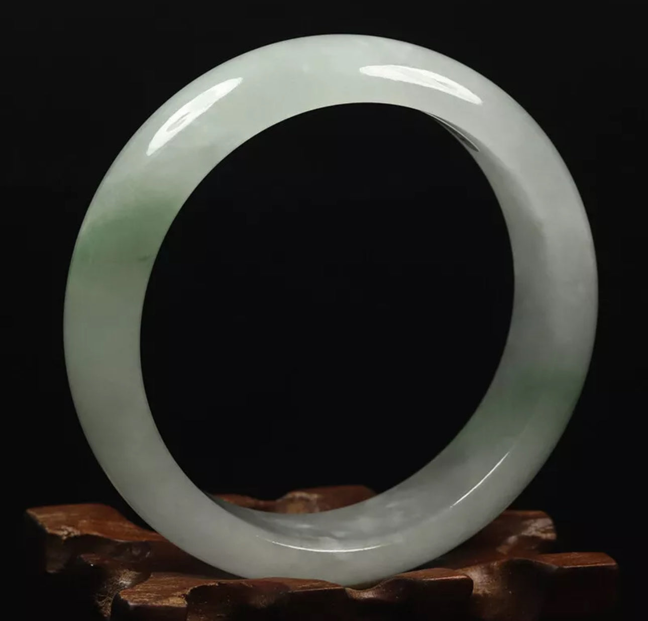 VINTAGE Large Jadeite Green/White Jade Bangle Size 60mm O1015 - JazzyJewelbyAmina 