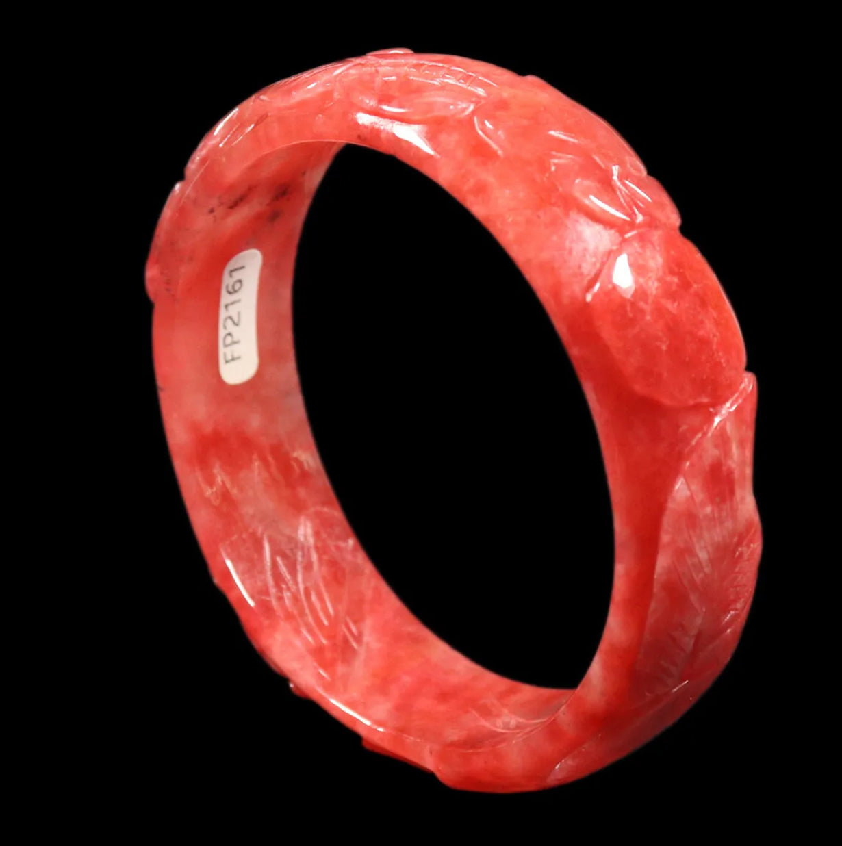 VINTAGE Large Jadeite Red Jade Bangle Handcarved Dragon Size 60mm M375 - JazzyJewelbyAmina 