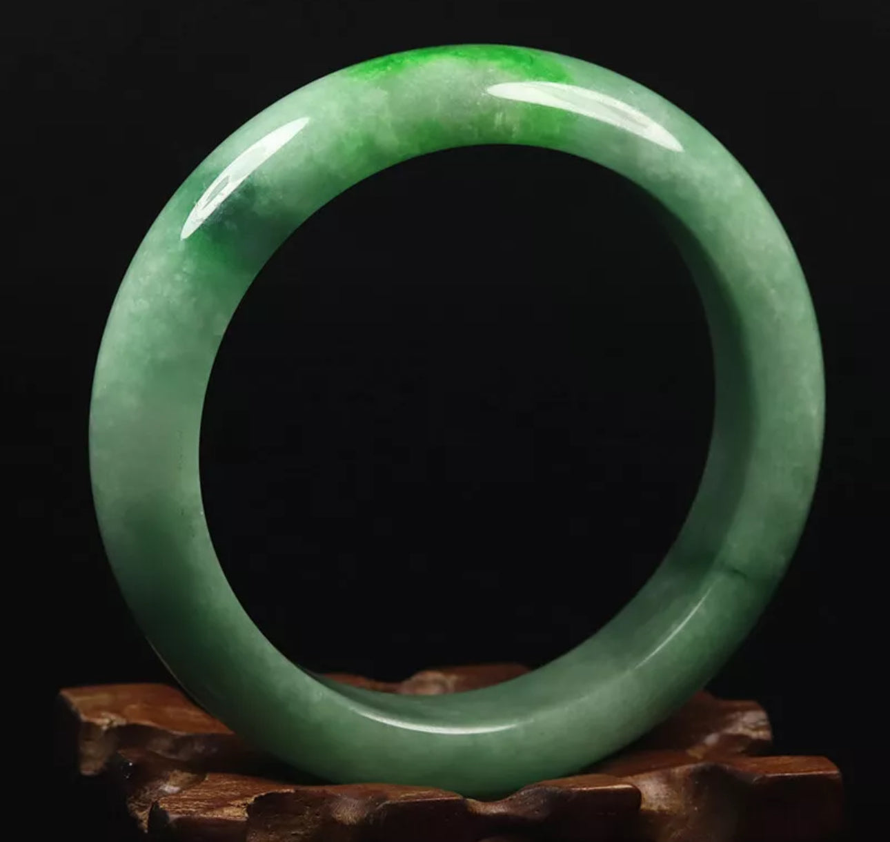 VINTAGE Medium Jadeite Green Jade Bangle Size 59mm U647 Pop Imperial Green! - JazzyJewelbyAmina 