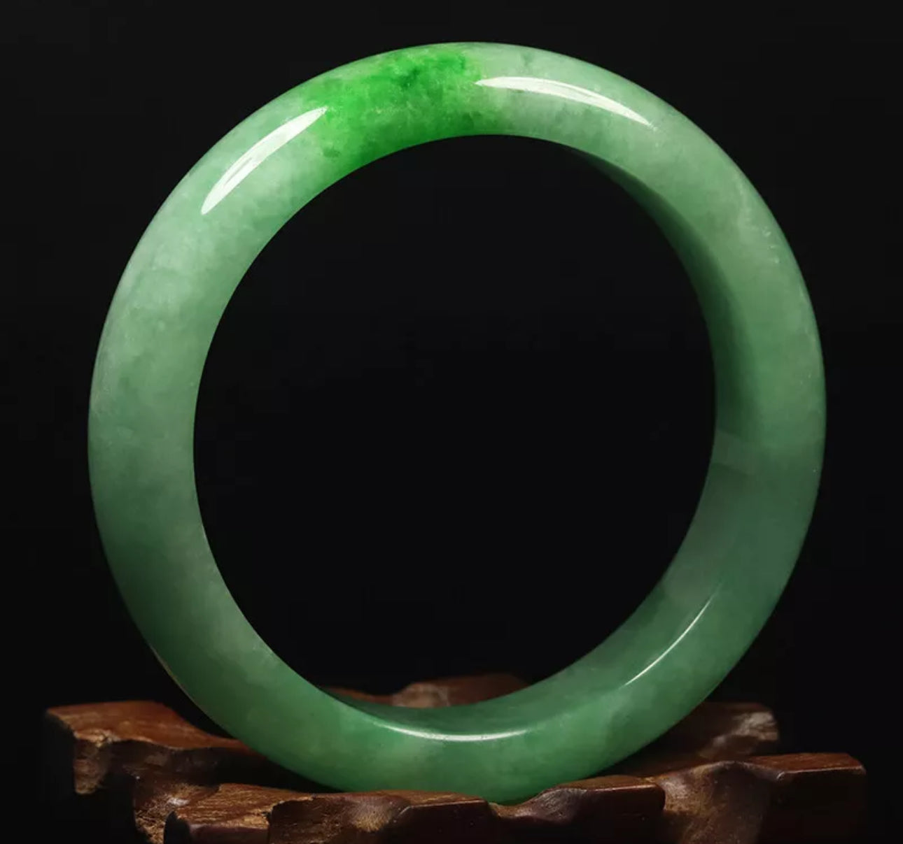 VINTAGE Medium Jadeite Green Jade Bangle Size 58mm Pop Green Jade! N723 - JazzyJewelbyAmina 