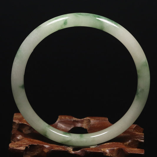 VINTAGE Medium Jadeite Green Jade Bangle Size 59 MM Round Princess Cut G103 - JazzyJewelbyAmina 