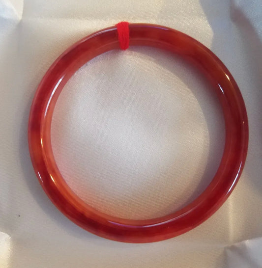 Burmese Jadeite Red Jade Bangle Size Medium 59mm Round Princess Cut - JazzyJewelbyAmina 