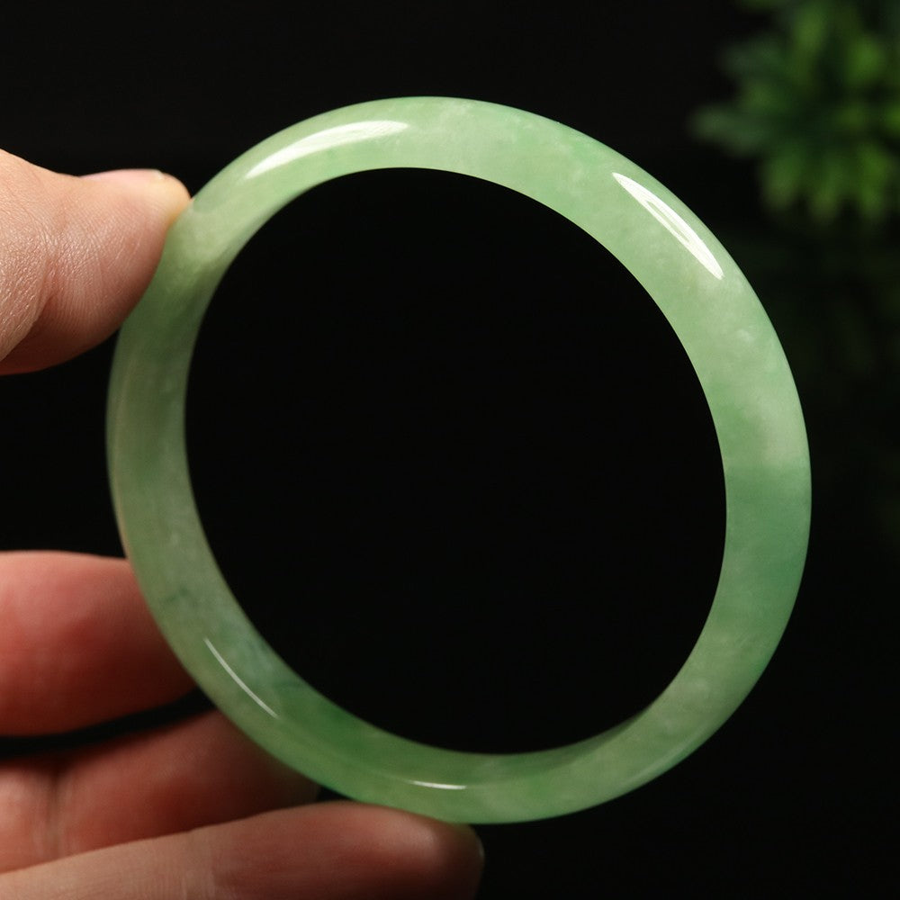 VINTAGE Medium Jadeite Green Jade Bangle Size 59mm A911 - JazzyJewelbyAmina 