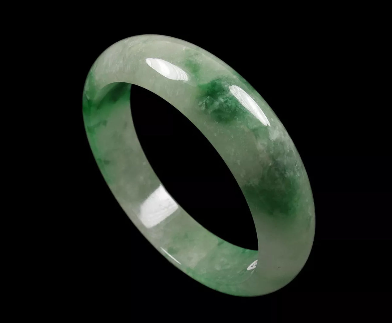 VINTAGE Medium Jadeite Green Jade Bangle Size 58mm Y577 - JazzyJewelbyAmina 
