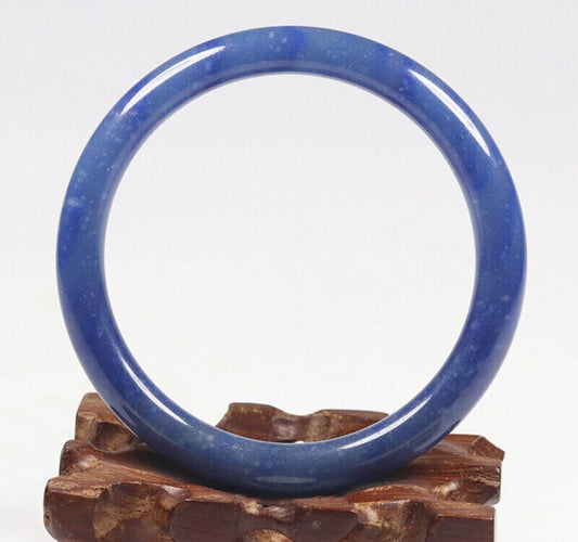 VINTAGE Medium Jadeite Blue Jade Bangle Size 59mm Round Princess Cut J988 - JazzyJewelbyAmina 
