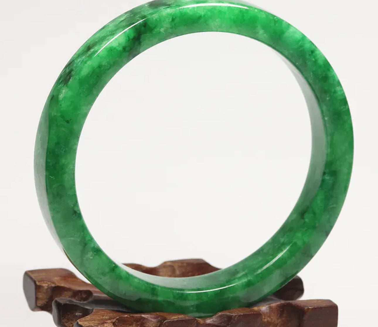 VINTAGE XXL Jadeite Green Jade Bangle Size 67mm   Chunky Square Cut A925 - JazzyJewelbyAmina 