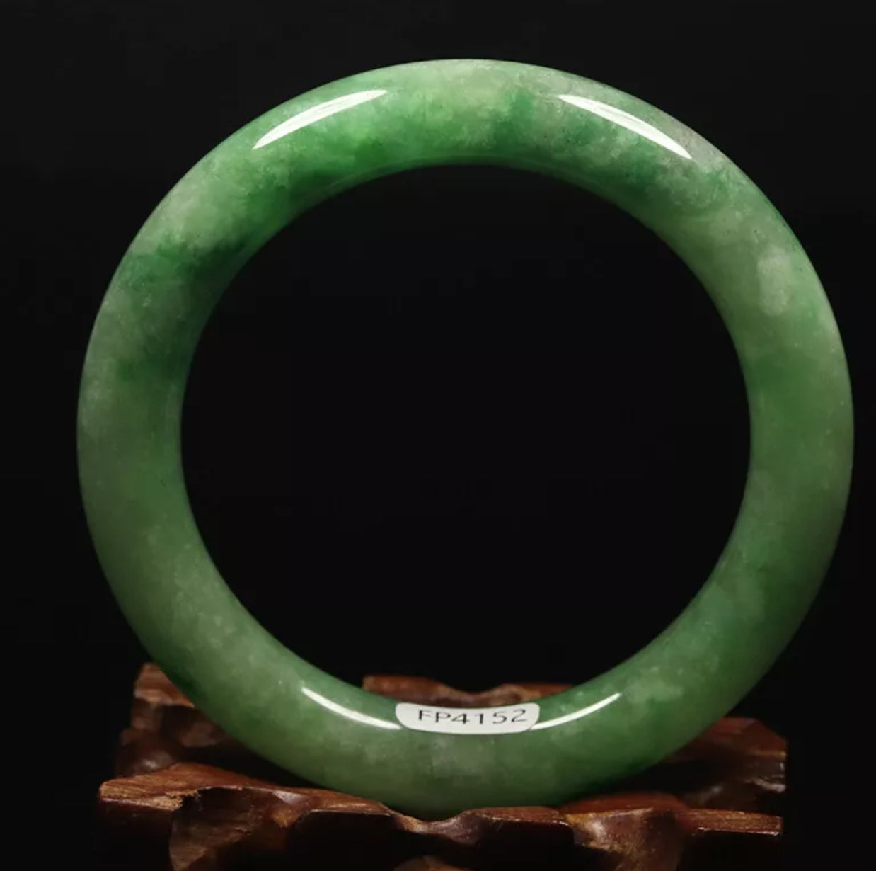 VINTAGE Medium Jadeite Green Jade Bangle Size 59mm D357 - JazzyJewelbyAmina 