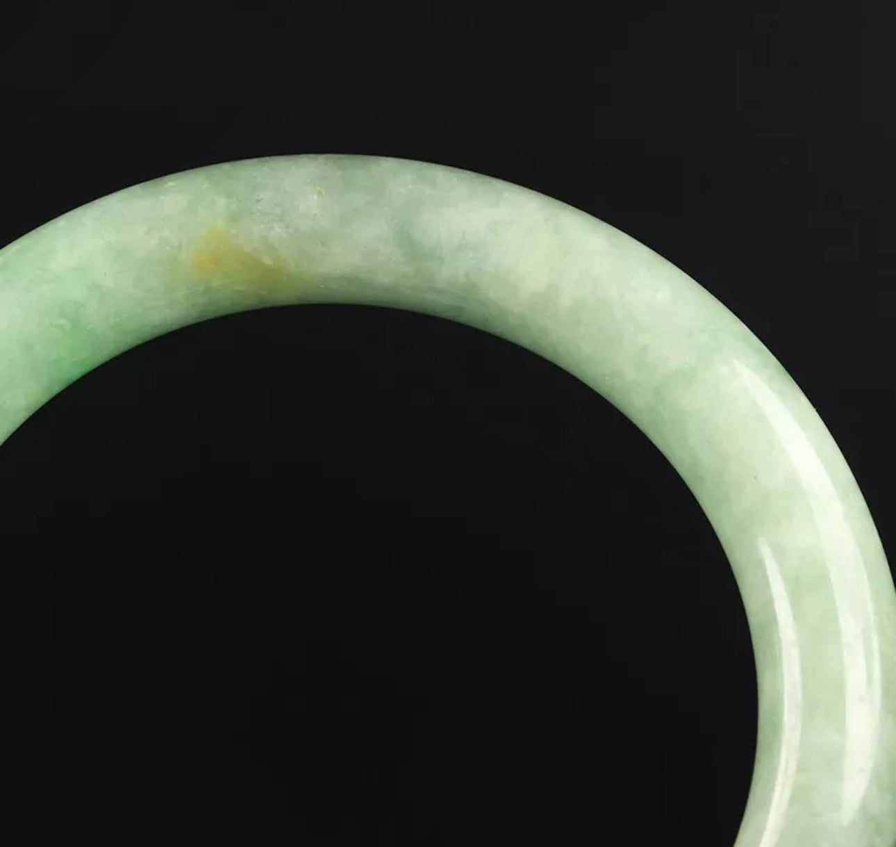 VINTAGE Medium Jadeite Green Jade Bangle Round Princess Chunky Cut Size 59mm G617 - JazzyJewelbyAmina 
