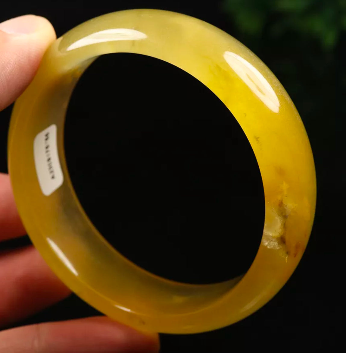 VINTAGE Large Jadeite Brown/Yellow Jade Bangle Size 60mm D755 - JazzyJewelbyAmina 