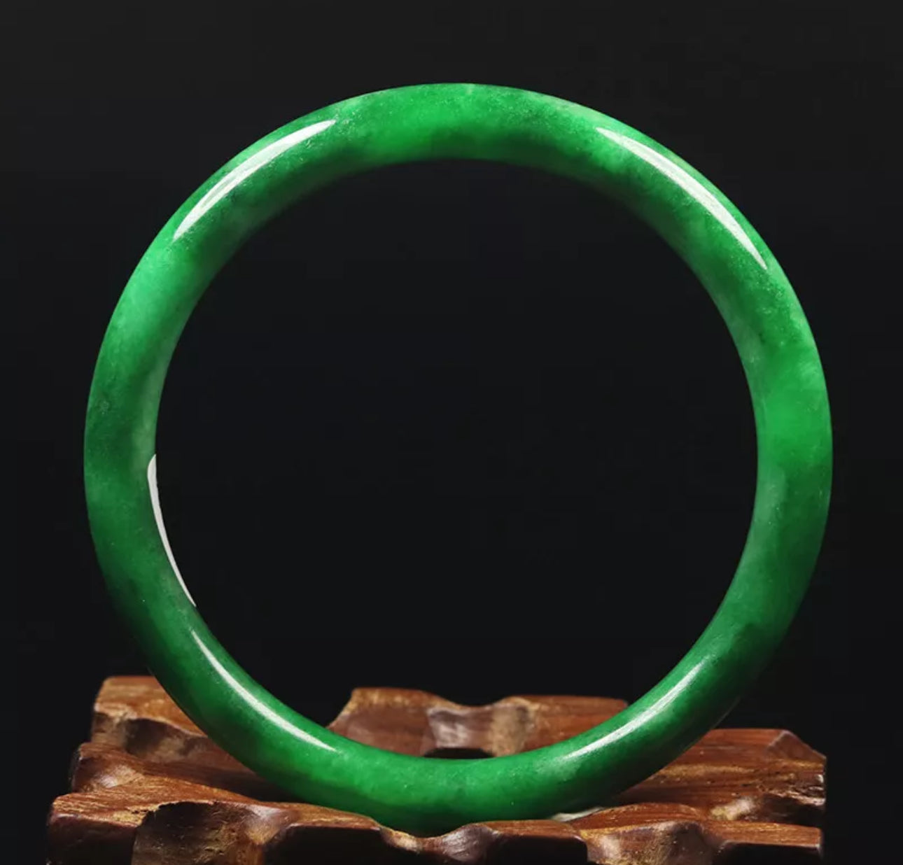 VINTAGE Small Jadeite Green Jade Bangle Round Princess Cut Size 56mm M829 Emerald Green! - JazzyJewelbyAmina 