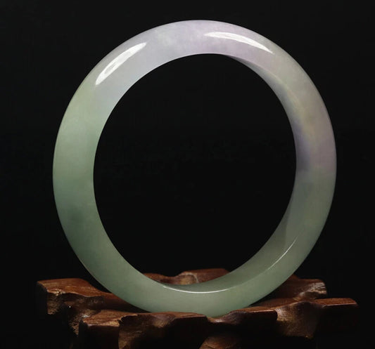 VINTAGE Medium Jadeite Green Jade Bangle Size 59 MM Unique Icy Jade G101 - JazzyJewelbyAmina 