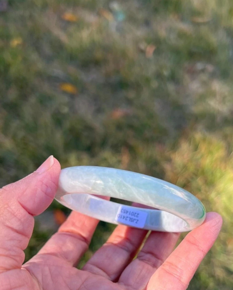 VINTAGE GIA Certified Green/Lavender Jade Bangle Size 56 mm J453 - JazzyJewelbyAmina 